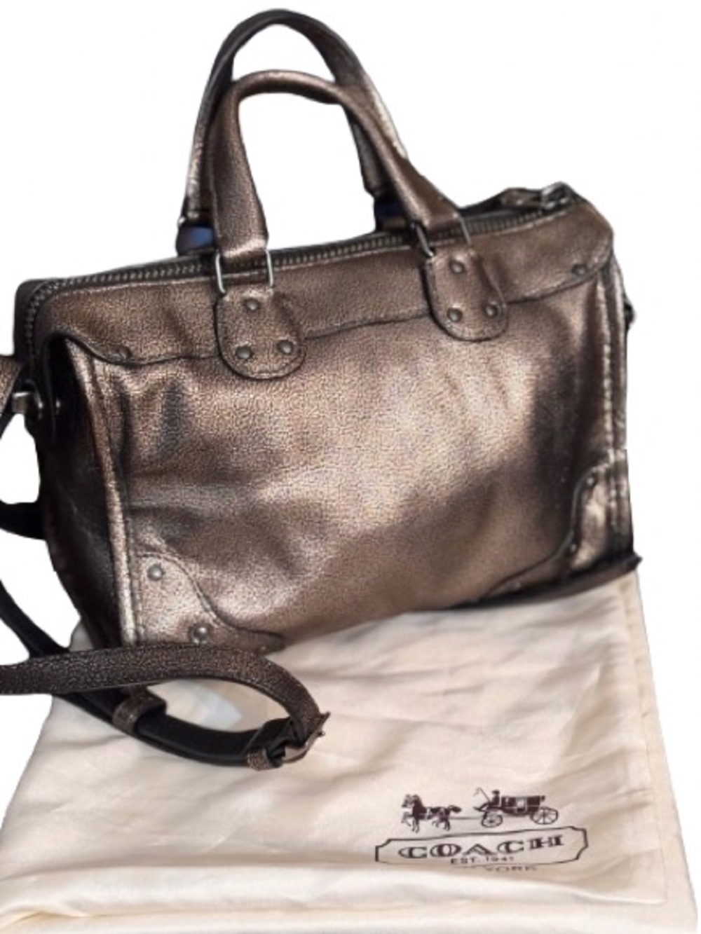 Coach 33684 Rhyder 24 Metallic Satchel (Bronze) -EUC - Picture 6 of 16